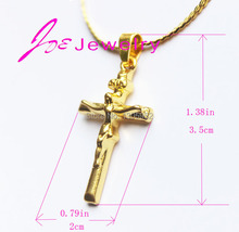 Free shipping 24k gold Flat Chain Necklaces Jesus Cross pendant Long Chain Necklaces Cool Men s