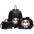 Adorable Dog Print Mother Child Bag PU Women Cute Backpack Fashionable Cartoon Three piece Suit Ladies