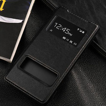 flip leather luxury case for sony xperia z1 compact case cover original pu stand dual window view for sony z1 case brand cases