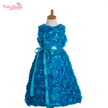 New Arrival Children Flower Birthday Dress Baby Girls Sleeveless Rosette Flower Formal Dress