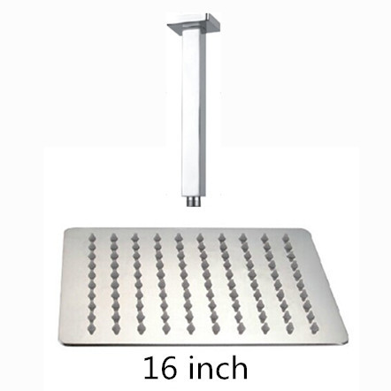 16 inch shower head with arm 400*400mm stainless steel head shower with ceiling shower arm top water saving rain shower