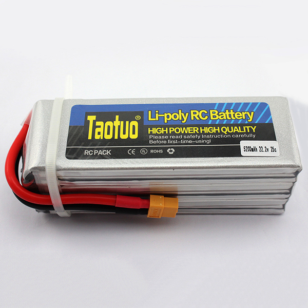 TAOTUO Lithium Li-polymer Lipo Battery 22.2V 5200mah 6S 25C T Plug For RC Helicopter Quadcopter Car Airplane Drone Bateria Lipo