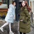 Woman Winter Coat Made Of Goose Feather 2016 2XL Plus Size Long Cotton Parkas Fur Colloar