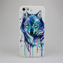 Watercolor Wolf High Definition Printing PC Hard Case Cover For Apple iPhone 4 4S 5 5S 5C 6 6S 6 Plus 6SPlus