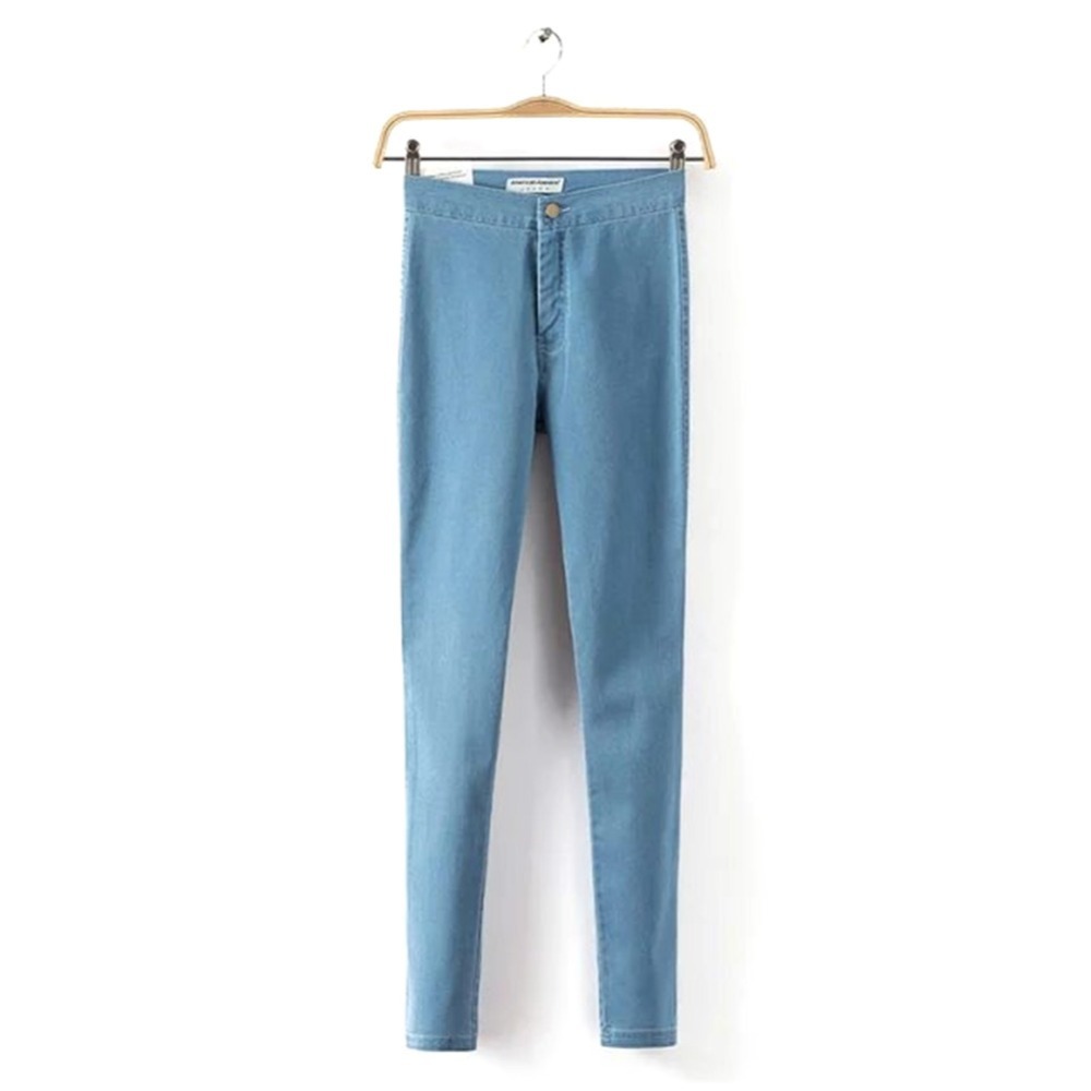Женщины в завышенной талией стройный джинсы брюк длинные брюки карандаш эластичный 2016