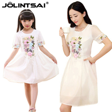 2016 Matching Mother And Daughter Dresses Women Clothes Summer Dress Girl Three-dimensional Embroidery Flowers Family Clothing