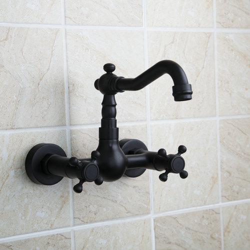 Double Handles Short Bathtub Wall Mounted Oil Rubbed Black Bronze Swivel Spout 97111 Bathroom Sink Torneira Faucet,Mixer Tap