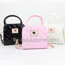 Free Shipping CChildren Princess hello Kitty Bag Handbags cartoon Mini size Metal Chain Girls PU leather