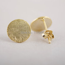 1 PCS-S13 New Fashion Tiny Gold silver rose round scratch stud earrings,circle earrings for women -Free shipping for over 10$