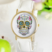 New Fashion Geneva casual Skull Watch Ladies Golden quartz Watch women dress wristwatch girl s gift