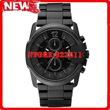 Envío libre DZ4180 hombres cuarzo reloj mundial Mega jefe negro Dial Steel Band negro resistente al agua caja Original DZ 4180