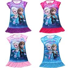 Summer Baby Girls Dress 2015 Brand Girl Dress Fashion Princess Elsa&Anna Kids Nightgown Caucal Kids Pajamas For 4-9 Years