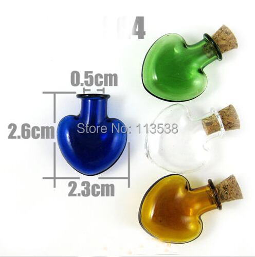 Love shape vial pendant mobile phone pendant glass wishing bottle DIY vial pendant/miniature pendant/glass bottle/wish tube