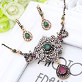 Hot Sale Jewelry Sets Turkish Antique Gold Plated Hollow Out Heart Shape Necklace Earrings Women Dress