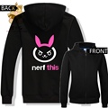 cute cartoon printing zipper hoodies OW lovely character D VA DVA hoodies rabbit printing ac414