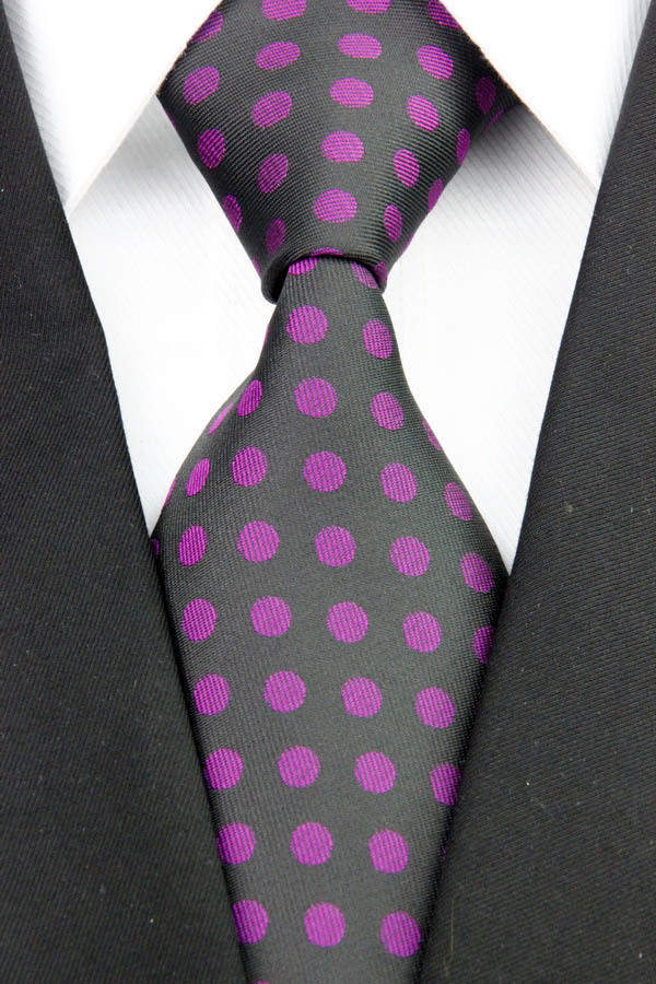 NT0193 Purple Black Dot Fashion Jacquard Woven Silk Polyester Man s Classic Business Wedding Party Luxury