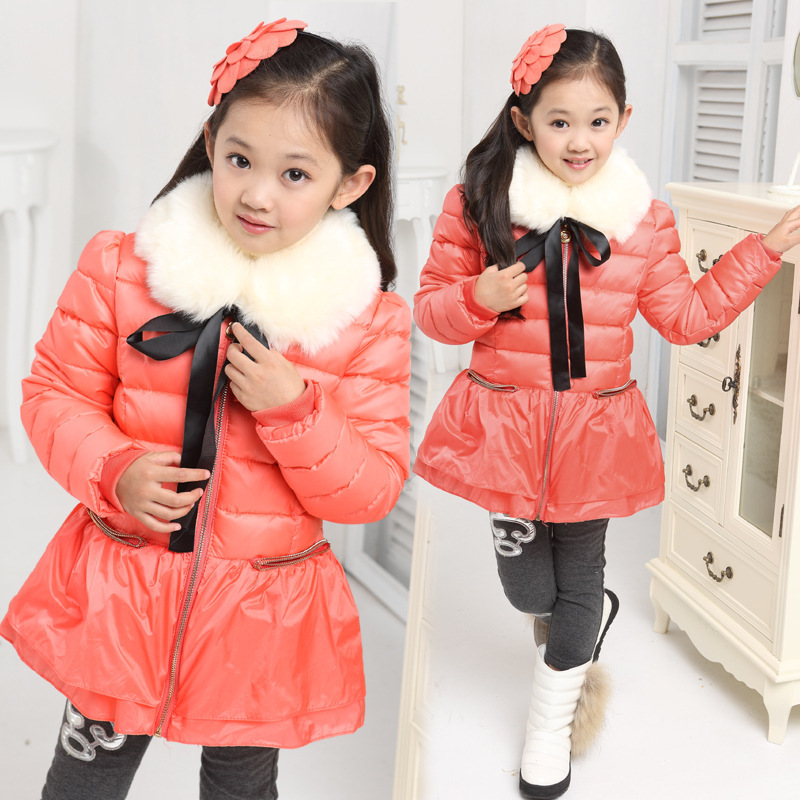 Free shipping New arrival winter girl princess temperament collars cotton-padded clothes coat girl outerwear