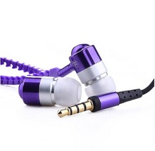Hot Sale Top Quality 3 5mm Jack Metal Zipper Head Earphone Fashion Headphones with Microphone Stereo