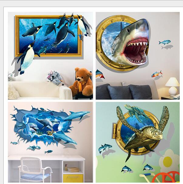 3d wall stickers wall decals animal ocean world pond butterfly wall sticker living room creative wall stickers for kids rooms