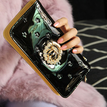 2015 designer new fashion women wallets famous luxury brand top quality pu leather Rhinestone lady purse