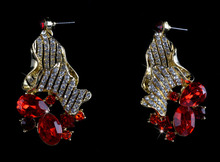 Lady’s crystal Drop Earrings red color czech stone fashion party earrings bridal rhinestone earrings Delicace Gift