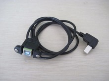 10PCS/LOT 90 Degree Angle USB 2.0 Type B Male to Female M/F EXTENSION Data Cable Panel Mount For Printer 1M