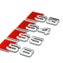 3D Aluminum Alloy S3 S4 S5 S8 S Line Car Tail Sticker Emblem Badge Logo Metal Rear Tail Badge Sticker Logo For Audi Car Emblem