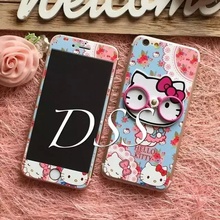 Eyes Glasses Standing Holder Kitty Tempered Glass Screen Protector For iPhone5 5s 6 6s 6plus Premium Toughened Protective Film