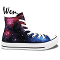 Wen Original Hand Painted Shoes Design Custom Wine Red Galaxy Starlight Men Women s High Top