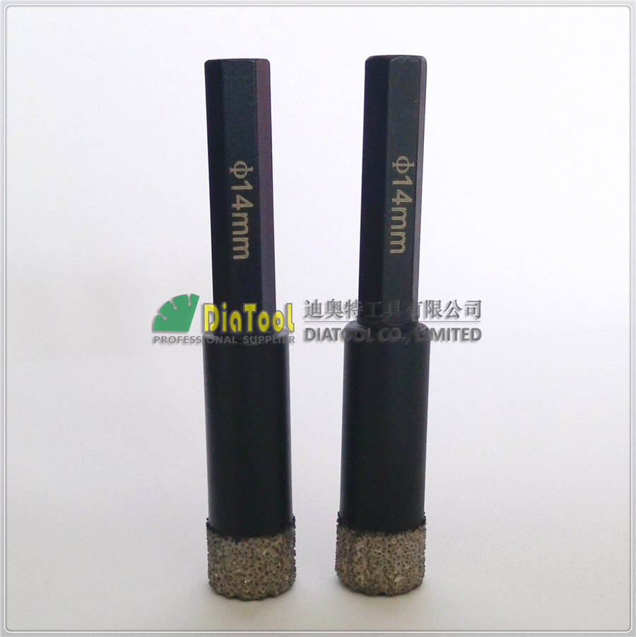 2pcs 14mm Hex shank professional quality Vacuum brazed diamond core bits dry drilling bits