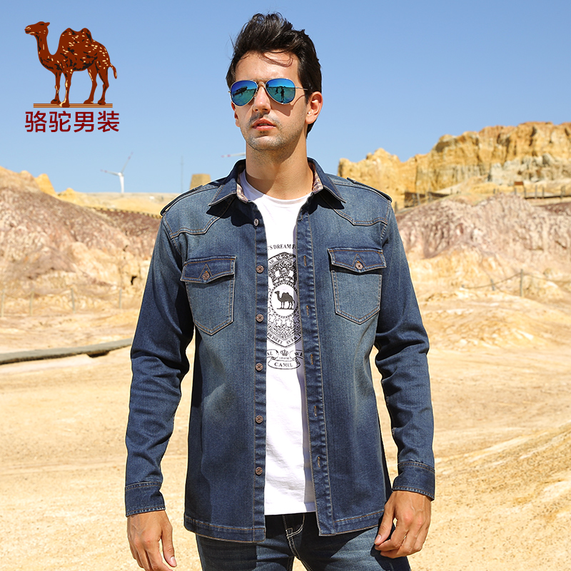 Camel camel for 2014 for autumn casual denim long-sleeve shirt tidal current male denim shirt