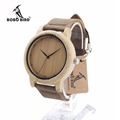 BOBO BIRD L19 Bamboo Wood Watches for Women Brand Designer Leather Band Wooden Dial Face Casual