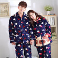 Ms 2016 Winter Lovers Pajamas With Thick Flannel Long Suit Male Cartoon Coral Fleece Pajamas Big