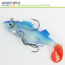 Free Shipping 2 pcs Fishing toys Lure 7.6cm Artificial blue Soft bait Carp Crank bait with Treble Tackle Hooks Fishing