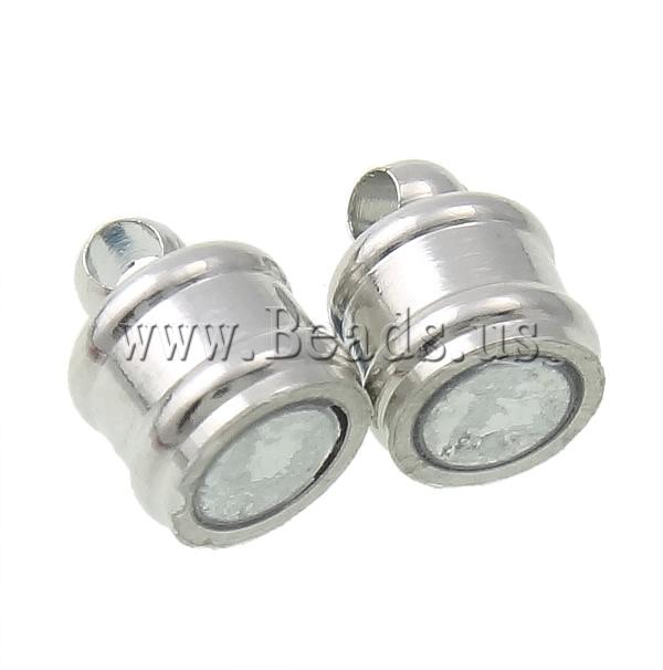 Free shipping!!!Brass Magnetic Clasp,2013 Womens, Tube, platinum color plated, nickel, lead & cadmium free, 5.80x16mm