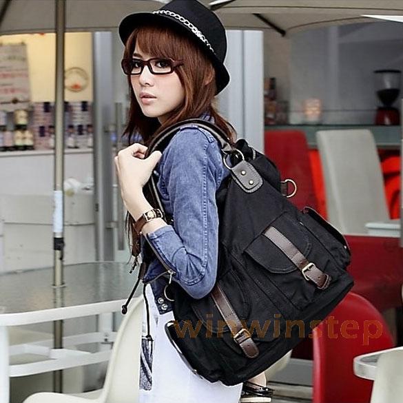 BS#S Korea Style Women Multi-pocket Canvas Cross Body Shoulder Bag