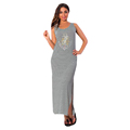 autumn women sleeveless cotton loose straight natural waist contract color striped dress long ankle length women