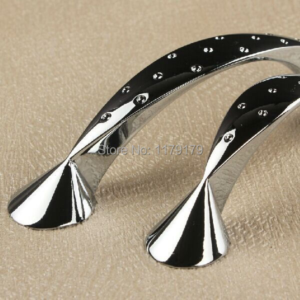shiny silver kichen cabinet handle pull bright chrome cupboard pull 64mm drawer  dresser furniture handles pulls knobs