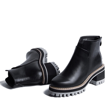 Autumn And Winter Women Shoes Vintage Fashion Ankle Boots Women Boots Thick Heel Leather Boots Female Back Zipper Shoes 2#D30