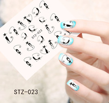 1 sheets Sexy Stray Black Cute Design Nail Art Water Transfer Stickers Decals DIY Beauty Decal