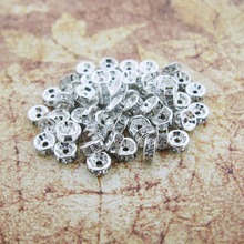 Min order $10.00 !100pcs Silver Tone 4MM Crystal Rhinestone Rondelle Spacer Beads Jewelry Makings Xjgz6001