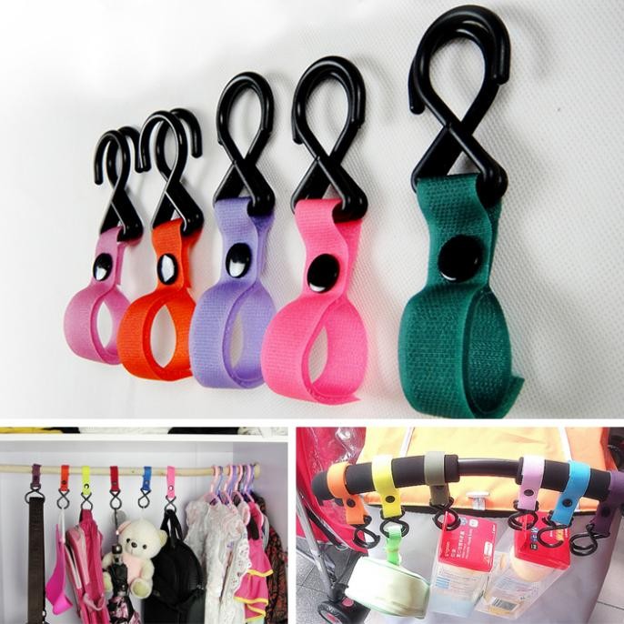 Quality-New-Colorful-Baby-Stroller-Pram-Pushchair-Hanger-Hanging-2-Hooks-Strap-free-shipping (1)