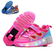 NEW 2016 Summer Child Jazzy Heelys Junior Girls Boys LED Light Heelys Children Roller Skate Shoes Kids Sneakers With One Wheel