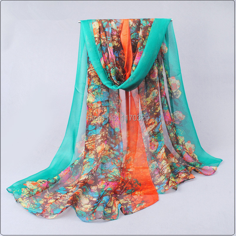 2014 Fashion Multicolor Printed Chiffon Shawl pashminas Honey Girls
