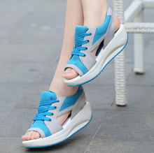 sandales sandalias Summer new fish head sandals Women’s shoes slope with platform muffin