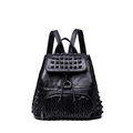 Genuine Leather Rivets studded Small Backpack 2016 New Drawstring Flap Mini Bag Women High Quality Sheepskin