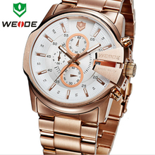 Weide hombres suiza cuarzo relojes completa de acero calendario completo militares relojes deportivos de lujo de negocios vestido reloj 50 M impermeable