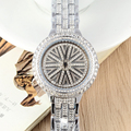 Classic Meter Shape Rotational Case Watches Luxury Full Crystals Women Dress Wrist watch Quartz Vogue Girls