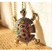 2015 New Fashion Turtle Pendant Necklace Wholesale Vintage Cute Sweater Color Acrylic Chain Necklaces Jewelry For Women LS 53