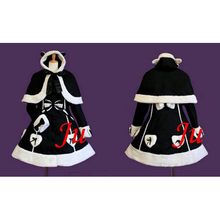 Free Shipping Gothic Lolita Punk Wool Black Coat Cape Dress Cosplay Costume Tailor-made